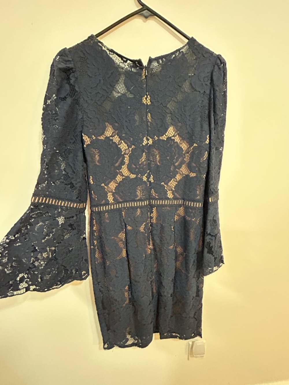 Tadashi Shoji Navy Floral Lace Bell-Sleeve Dress - Picture 6 of 11